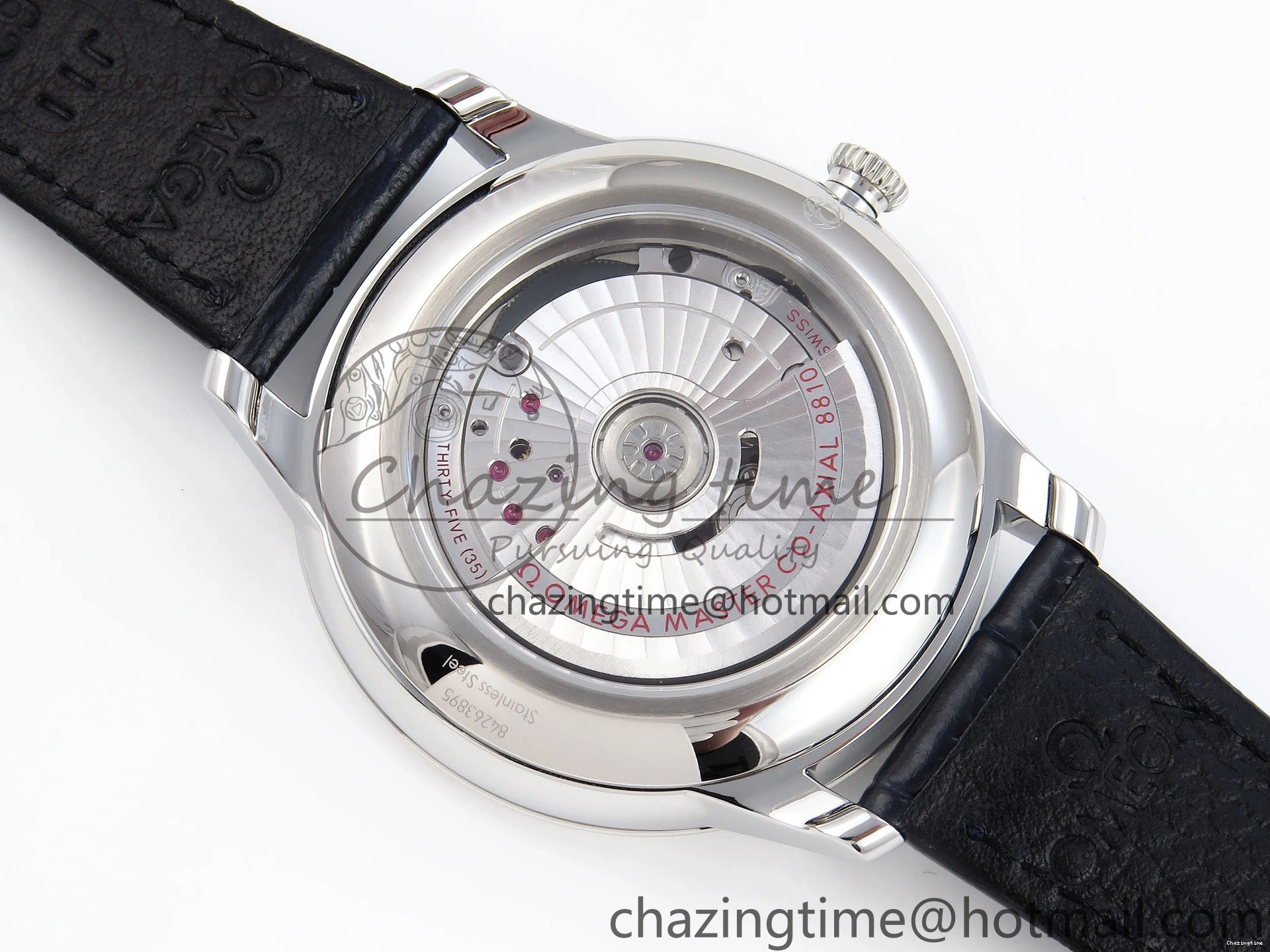 0421 AllSeason De Ville Power Reserve SS MKF 1:1 Best Edition Pink Dial on Black Leather Strap 7738